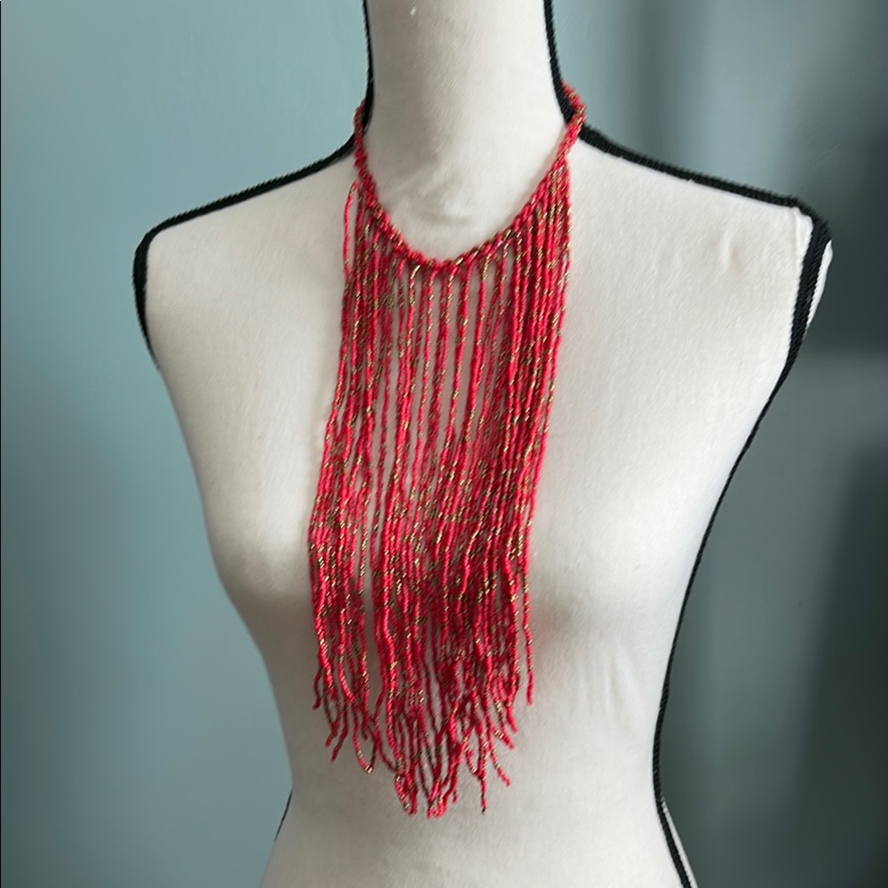 Handmade Elegant Red Beaded Necklace